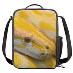 Yellow And White Python Snake Print Crossbody Lunch Bag