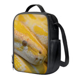 Yellow And White Python Snake Print Crossbody Lunch Bag
