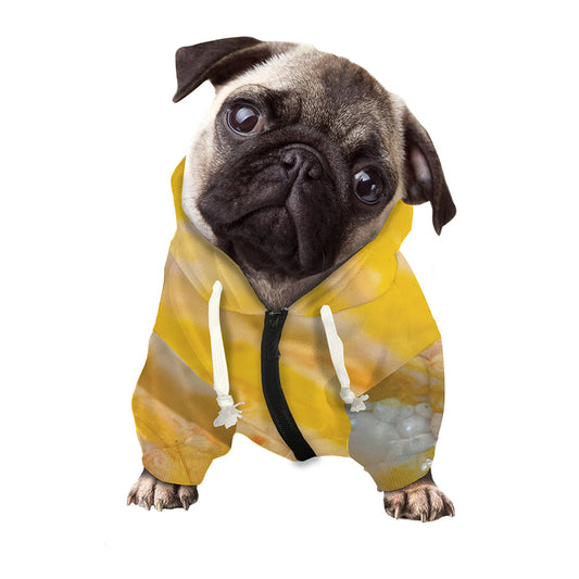 Yellow And White Python Snake Print Dog Zip Up Hoodie
