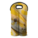 Yellow And White Python Snake Print Double Neoprene Wine Tote