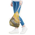 Yellow And White Python Snake Print Drawstring Bag