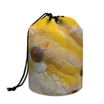Yellow And White Python Snake Print Drawstring Makeup Bag