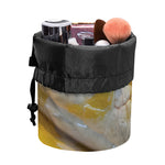 Yellow And White Python Snake Print Drawstring Makeup Bag