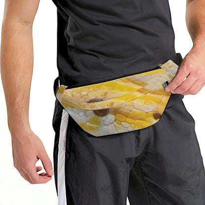 Yellow And White Python Snake Print Fanny Pack