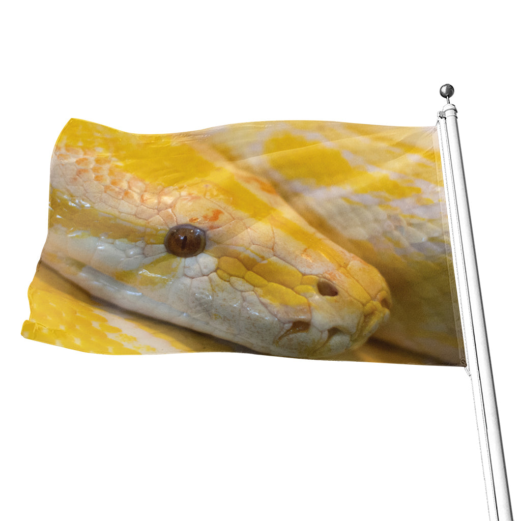 Yellow And White Python Snake Print Flag