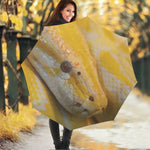 Yellow And White Python Snake Print Foldable Umbrella