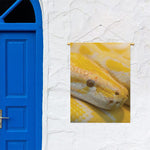 Yellow And White Python Snake Print Garden Flag