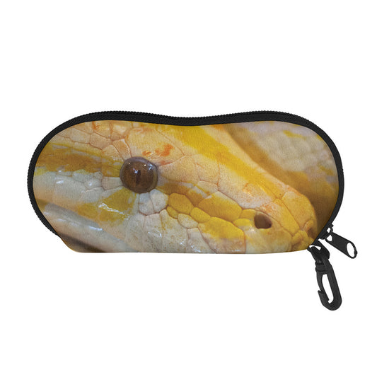 Yellow And White Python Snake Print Glasses Case