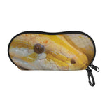 Yellow And White Python Snake Print Glasses Case