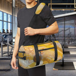 Yellow And White Python Snake Print Gym Bag