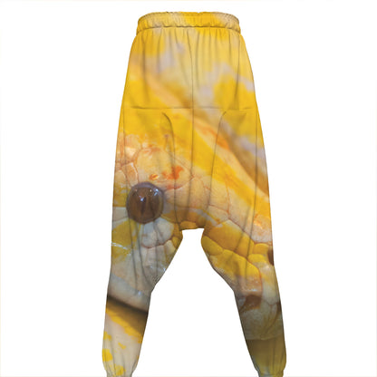 Yellow And White Python Snake Print Hammer Pants