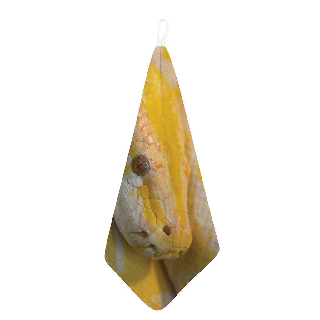 Yellow And White Python Snake Print Hand Towel