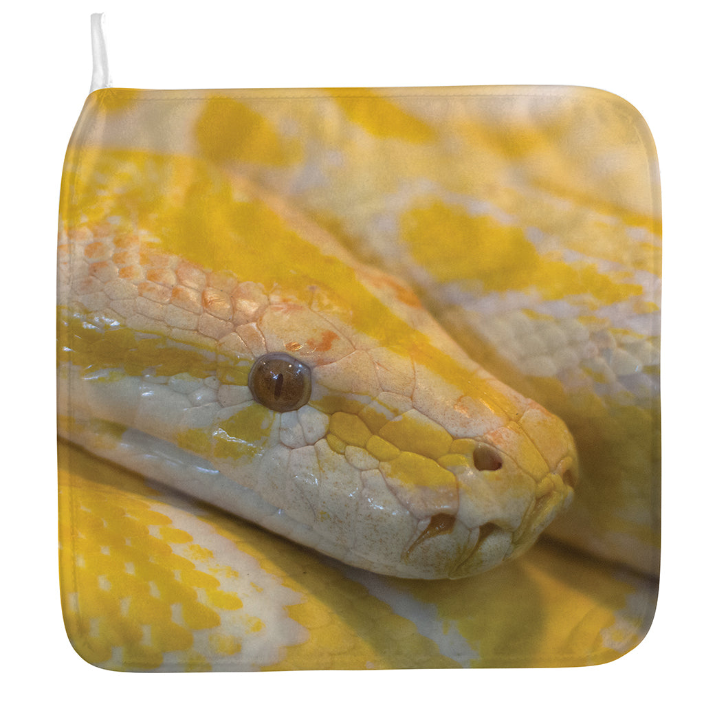 Yellow And White Python Snake Print Hand Towel