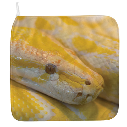 Yellow And White Python Snake Print Hand Towel