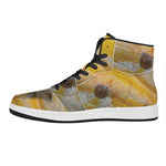 Yellow And White Python Snake Print High Top Leather Sneakers