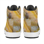 Yellow And White Python Snake Print High Top Leather Sneakers