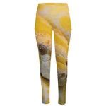 Yellow And White Python Snake Print High-Waisted Pocket Leggings