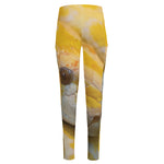 Yellow And White Python Snake Print High-Waisted Pocket Leggings