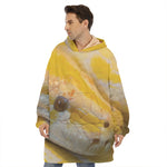 Yellow And White Python Snake Print Hoodie Blanket