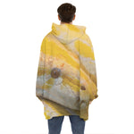 Yellow And White Python Snake Print Hoodie Blanket