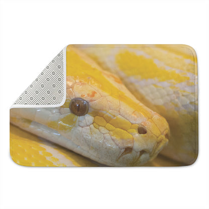 Yellow And White Python Snake Print Indoor Door Mat