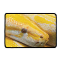 Yellow And White Python Snake Print Kitchen Mat