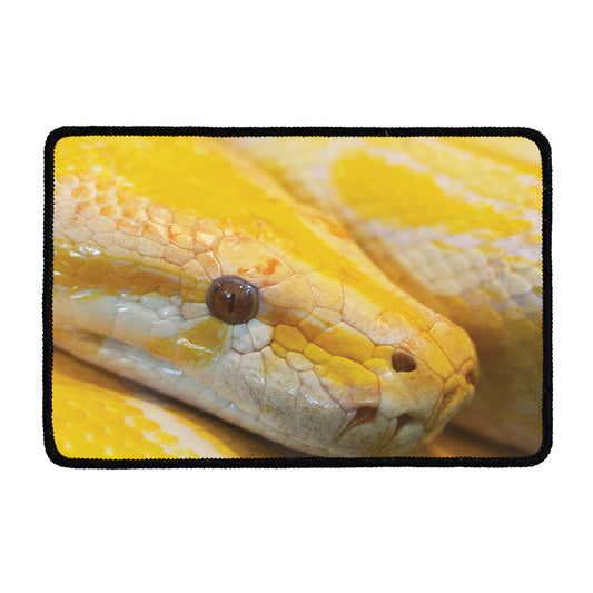 Yellow And White Python Snake Print Kitchen Mat