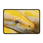 Yellow And White Python Snake Print Kitchen Mat
