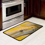 Yellow And White Python Snake Print Kitchen Mat