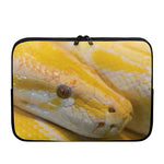 Yellow And White Python Snake Print Laptop Sleeve