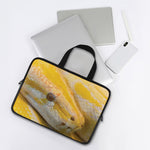 Yellow And White Python Snake Print Laptop Sleeve With Handle