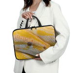 Yellow And White Python Snake Print Laptop Sleeve With Handle