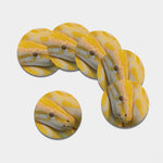 Yellow And White Python Snake Print Leather Coaster Set