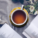 Yellow And White Python Snake Print Leather Coaster Set