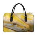 Yellow And White Python Snake Print Leather Duffel Bag