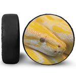 Yellow And White Python Snake Print Leather Spare Tire Cover