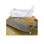 Yellow And White Python Snake Print Leather Tissue Box Cover