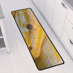Yellow And White Python Snake Print Long Kitchen Mat