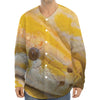 Yellow And White Python Snake Print Long Sleeve Baseball Jersey