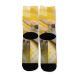 Yellow And White Python Snake Print Long Socks