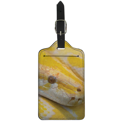 Yellow And White Python Snake Print Luggage Tag