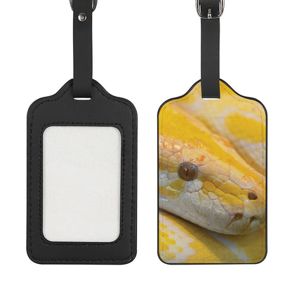 Yellow And White Python Snake Print Luggage Tag
