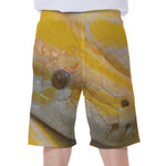 Yellow And White Python Snake Print Men's Beach Shorts