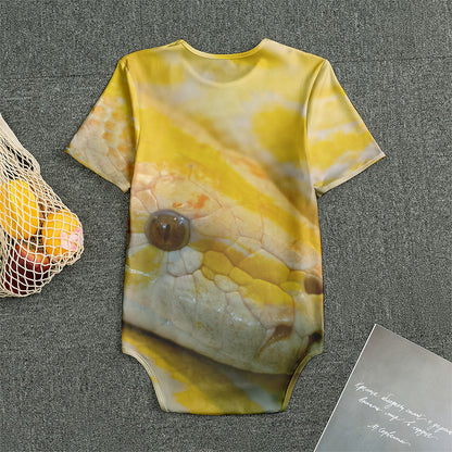 Yellow And White Python Snake Print Men's Bodysuit