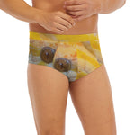 Yellow And White Python Snake Print Men's Briefs