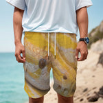 Yellow And White Python Snake Print Men's Cargo Shorts