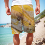 Yellow And White Python Snake Print Men's Cargo Shorts