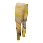 Yellow And White Python Snake Print Men's Compression Pants