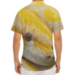 Yellow And White Python Snake Print Men's Deep V-Neck Shirt