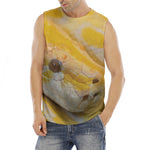 Yellow And White Python Snake Print Men's Fitness Tank Top